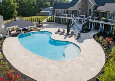 ivory travertine aerial view of pool patio