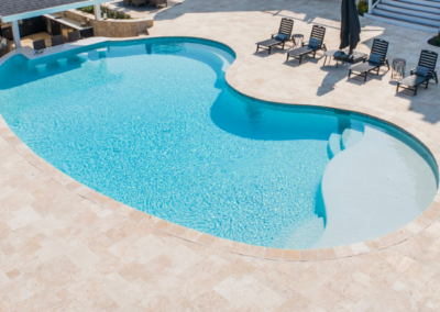 ivory travertine aerial view of pool patio