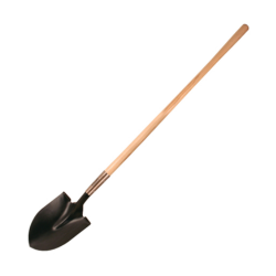 Round Point Shovel with Long Wood Handle