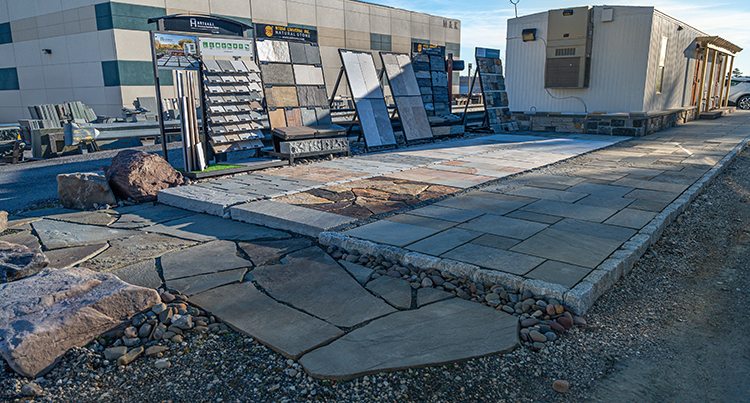 Stone displays at the Quarry Connections stoneyard