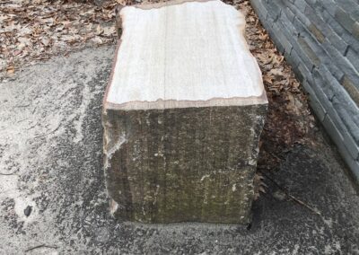 single Park bench boulders side