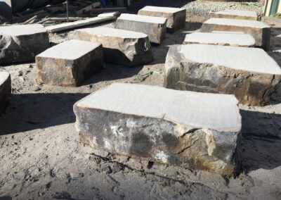 Park bench boulders