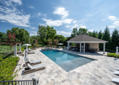 Silver travertine pool image angled