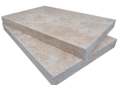 Ivory Travertine tumbled ease edge coping