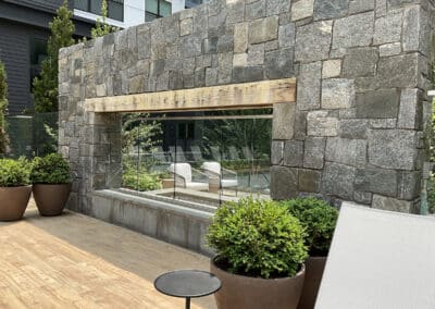 Oversized stone fireplace
