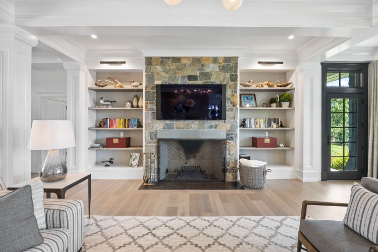 Stone Fireplace Inside Maryland Home