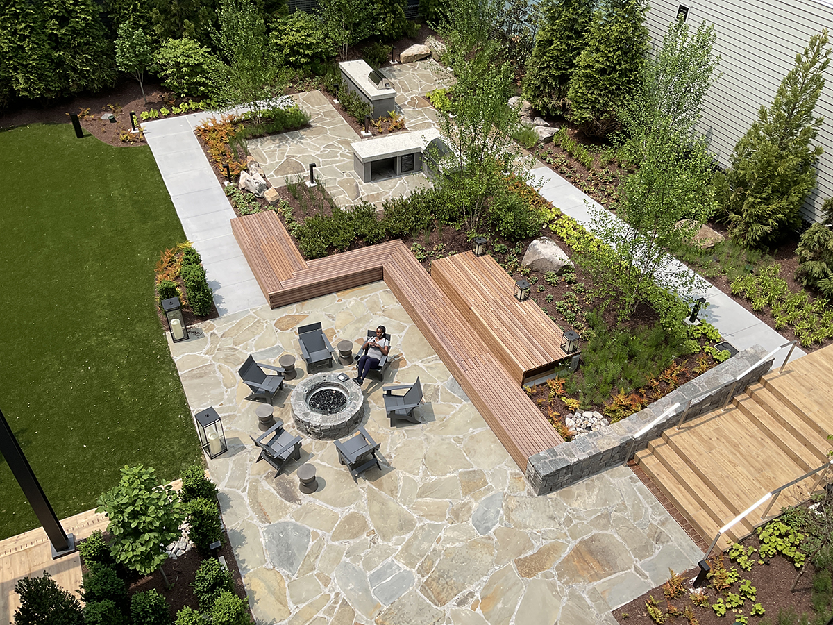 Stone courtyard at an apartment complex in Columbia, MD